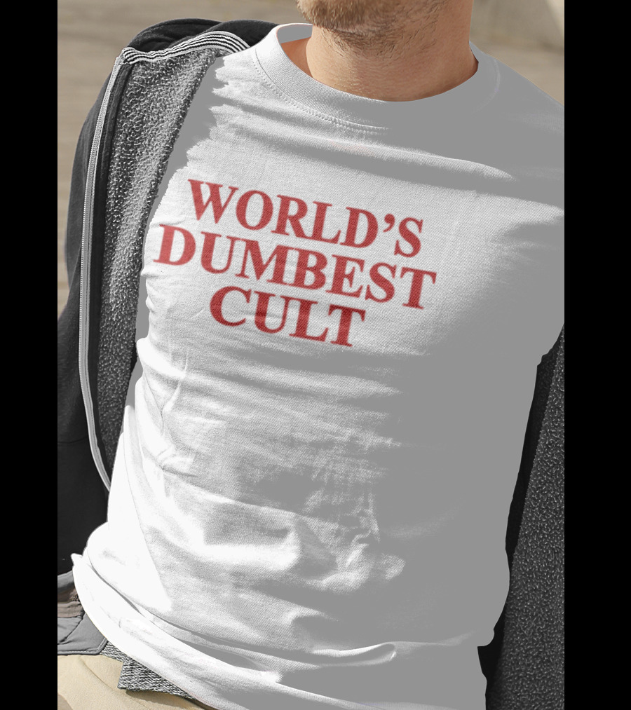 World's Dumbest Cult Text Bold Red T-Shirt