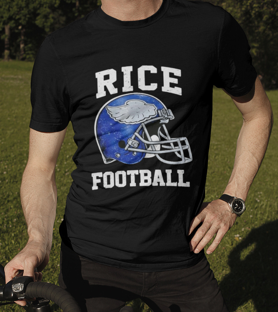 Rice Football Blue Winged Helmet T-Shirt