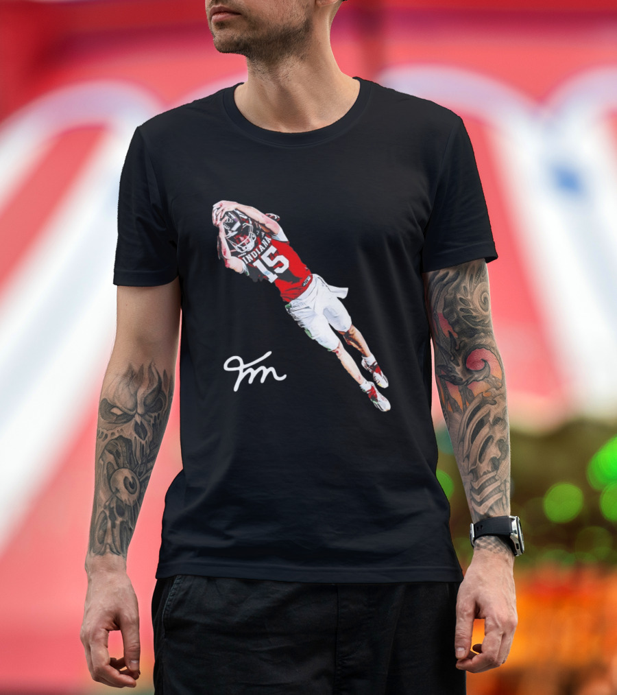 Fernando Mendoza Indiana Hoosiers Natty Flippin' Champs Iconic 15 Leap Signature T-Shirt