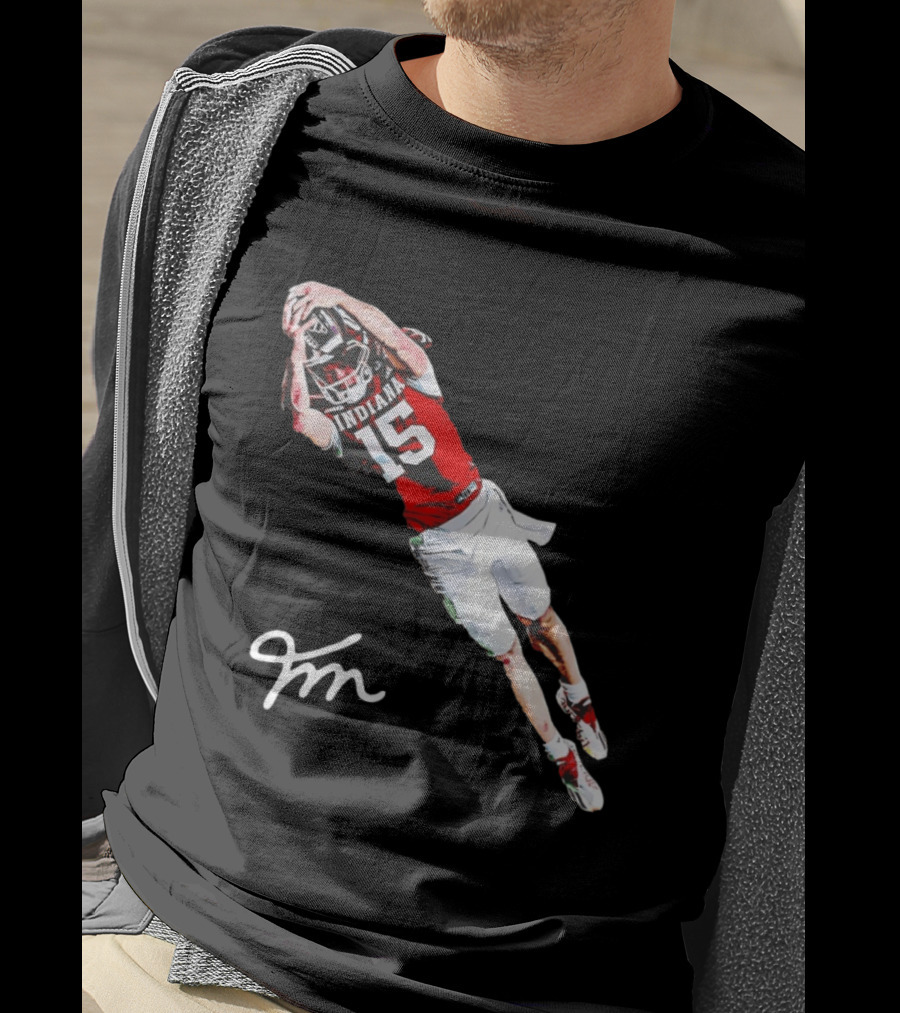 Fernando Mendoza Indiana Hoosiers Natty Flippin' Champs Iconic 15 Leap Signature T-Shirt