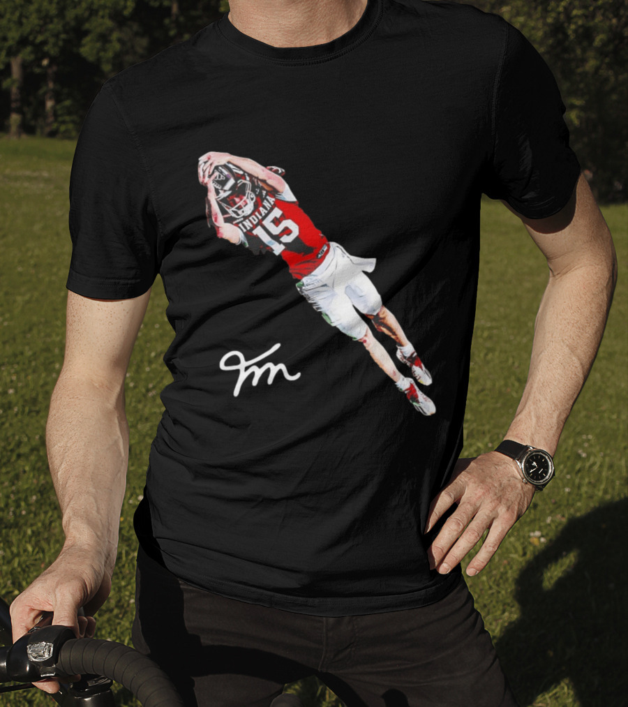 Fernando Mendoza Indiana Hoosiers Natty Flippin' Champs Iconic 15 Leap Signature T-Shirt