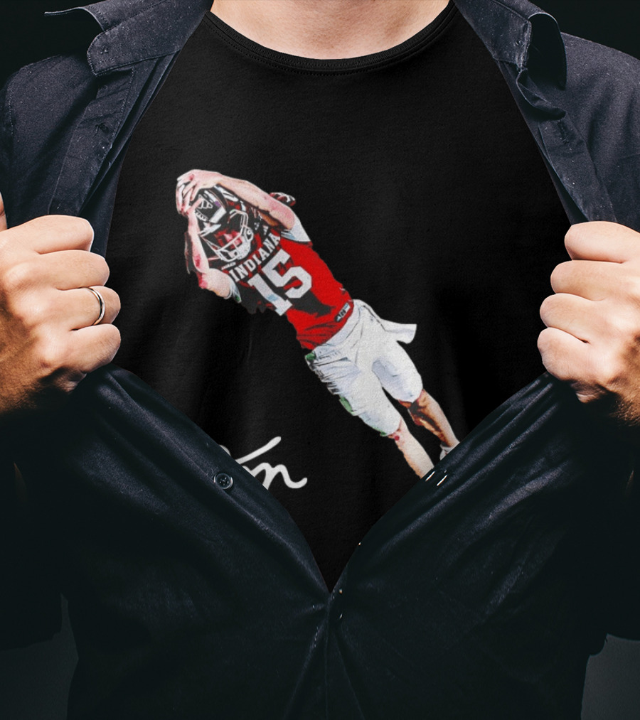 Fernando Mendoza Indiana Hoosiers Natty Flippin' Champs Iconic 15 Leap Signature T-Shirt