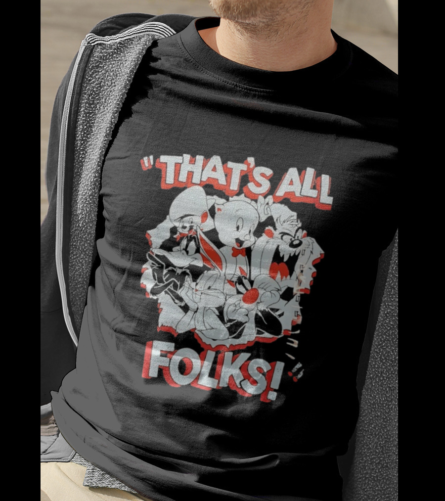 Looney Tunes That's All Folks Bugs Bunny Daffy Duck Classic Cartoon Characters T-Shirt