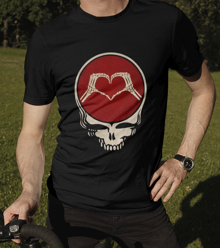 Grateful Dead Skull Skeleton Heart Hands Valentines Jerry Garcia Bob Weir T-Shirt