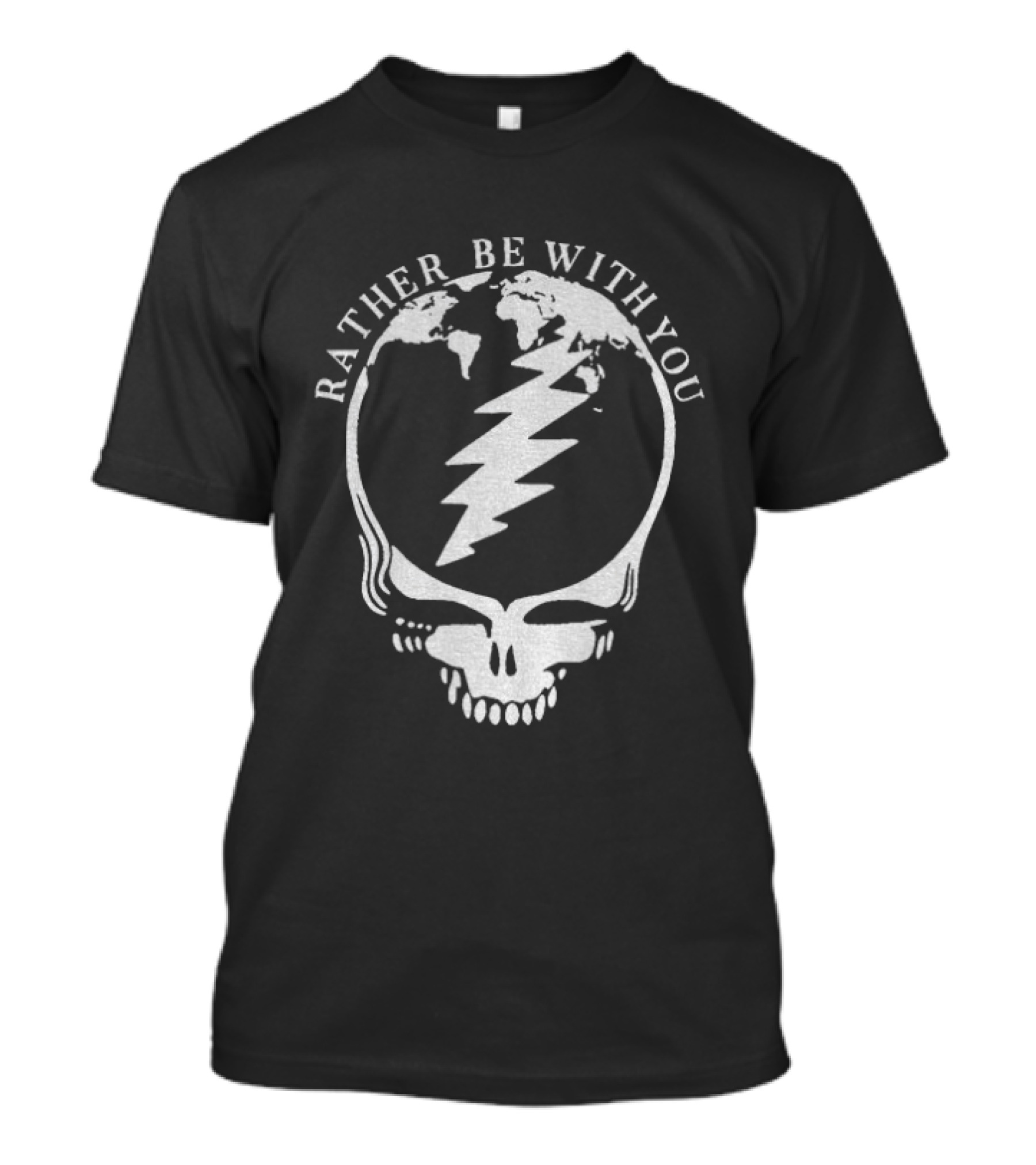 Greatefuldead Rather Be With You Lightning Skull Earth T-Shirt