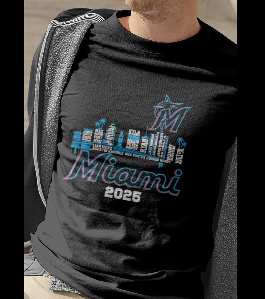 Miami Marlins City Skyline 2025 T-Shirt