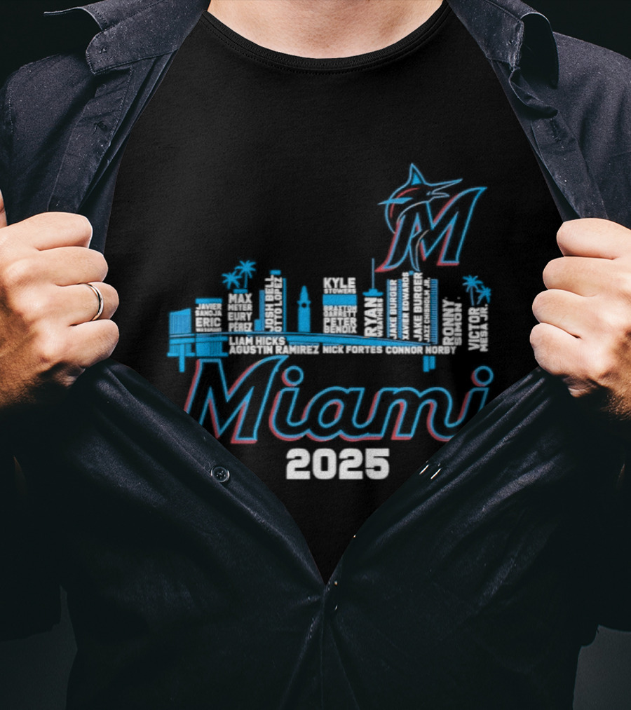 Miami Marlins City Skyline 2025 T-Shirt