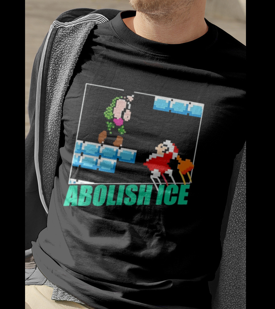 Abolish ICE Super Mario Style Pixel Art USA Retro Gaming T-Shirt