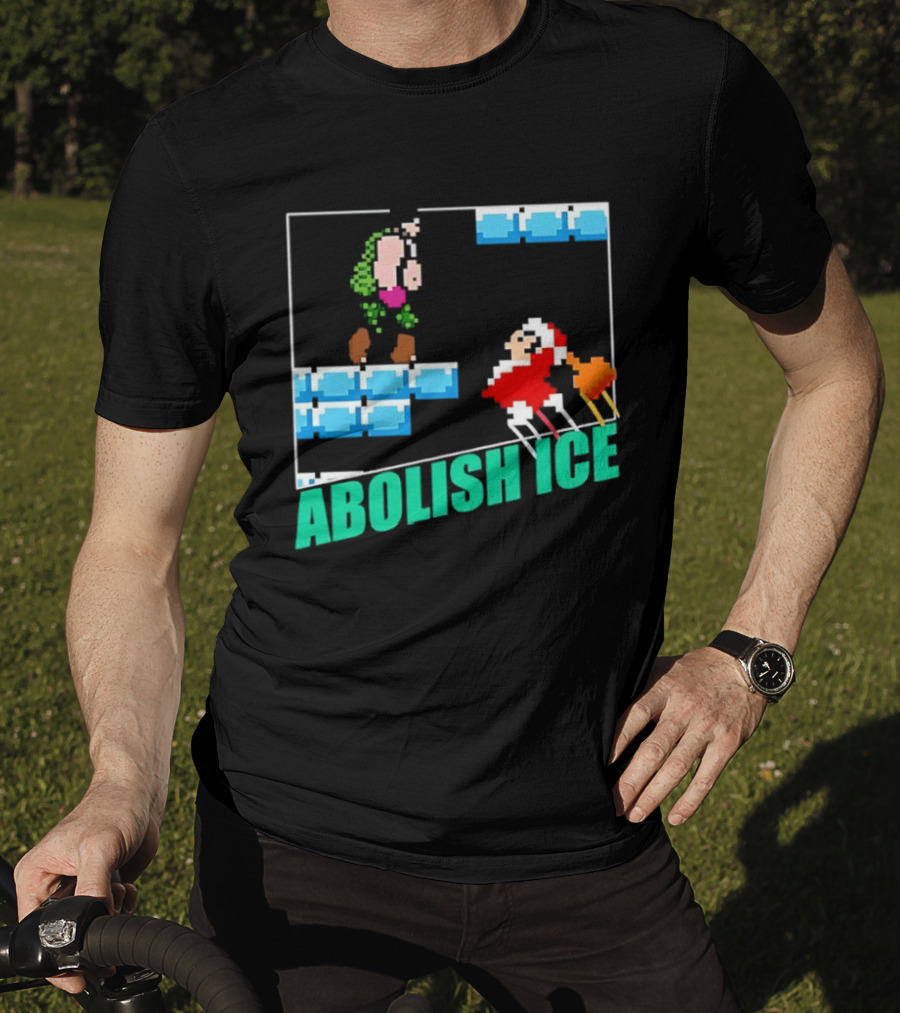 Abolish ICE Super Mario Style Pixel Art USA Retro Gaming T-Shirt