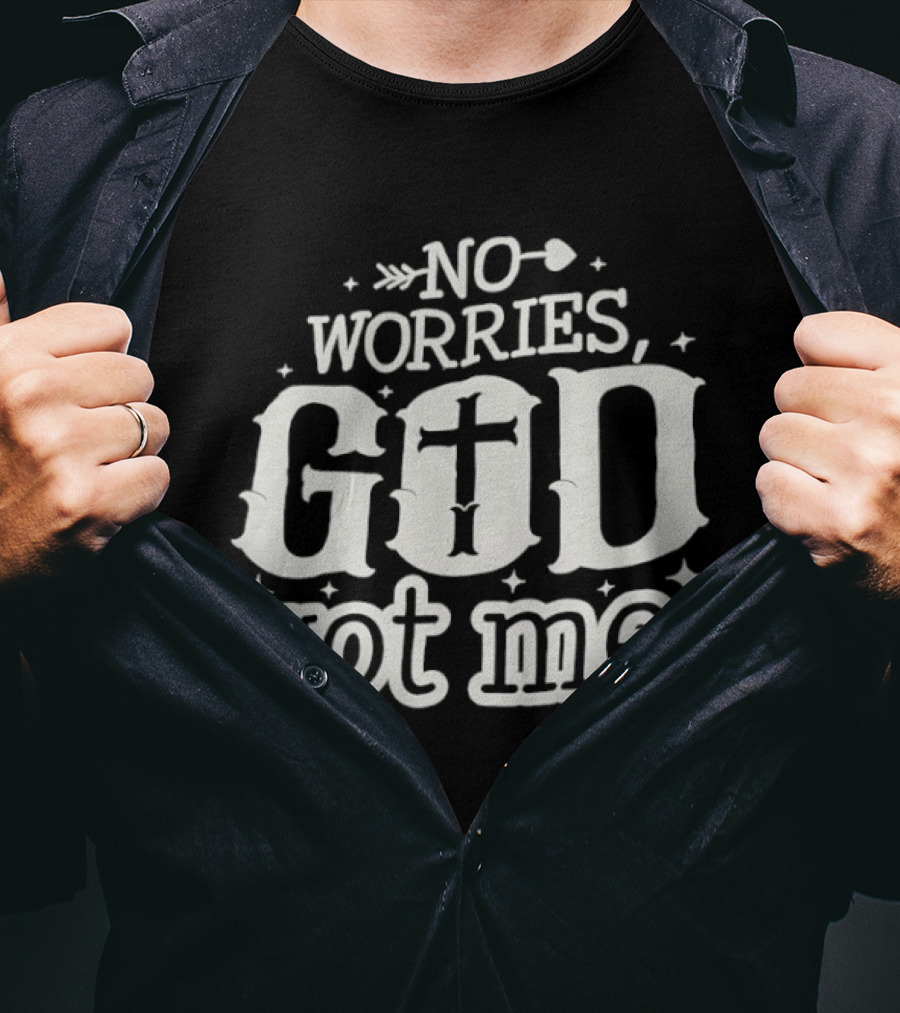 No Worries GOD Got Me Arrow Cross Stars T-Shirt