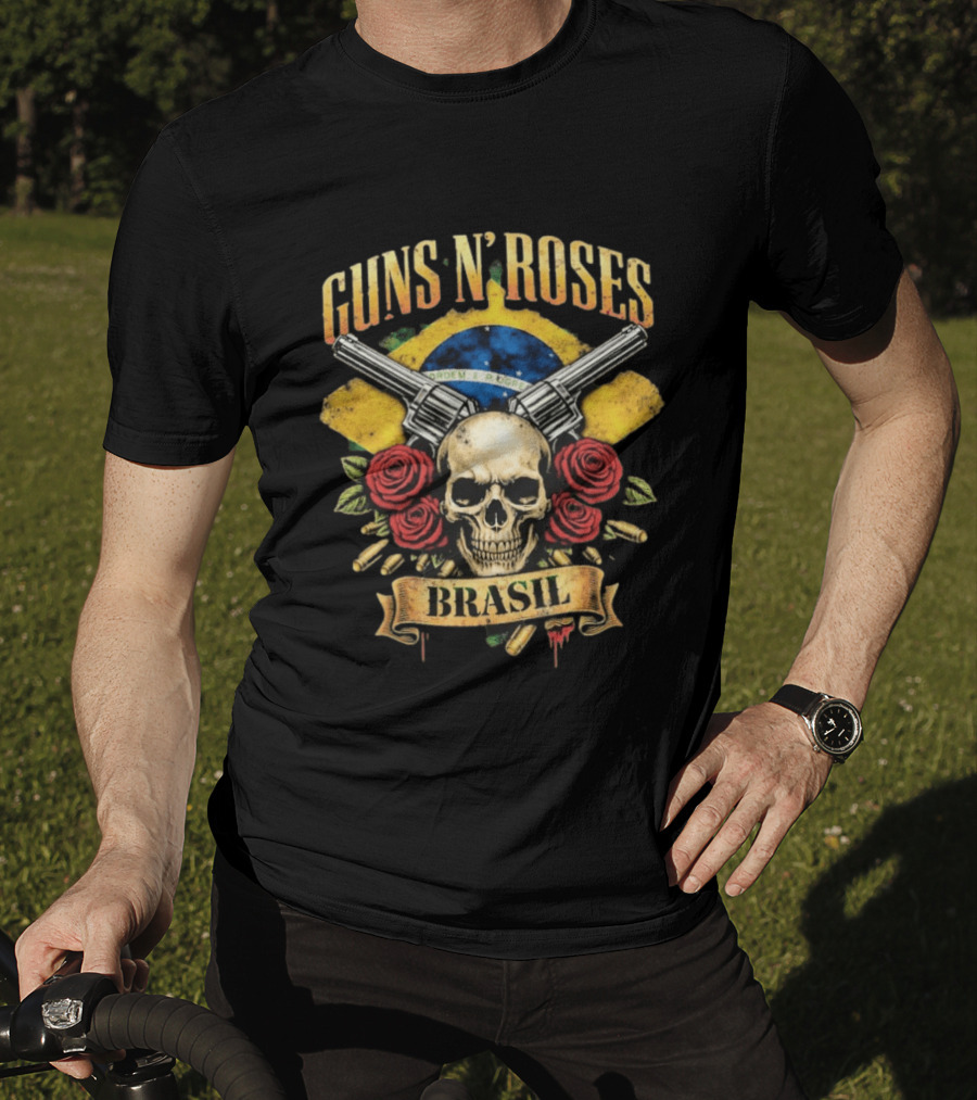 Guns N' Roses Brasil Skull Flag Roses Guns 2026 T-Shirt