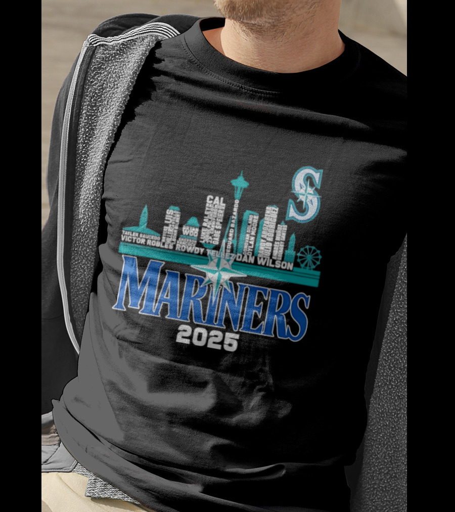 Seattle Mariners 2025 City Skyline Player Names Iconic S T-Shirt