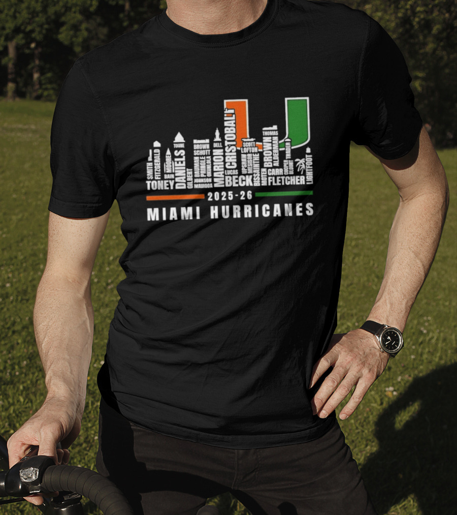 Skyline City Miami Hurricanes 2023 24 Player Names U T-Shirt