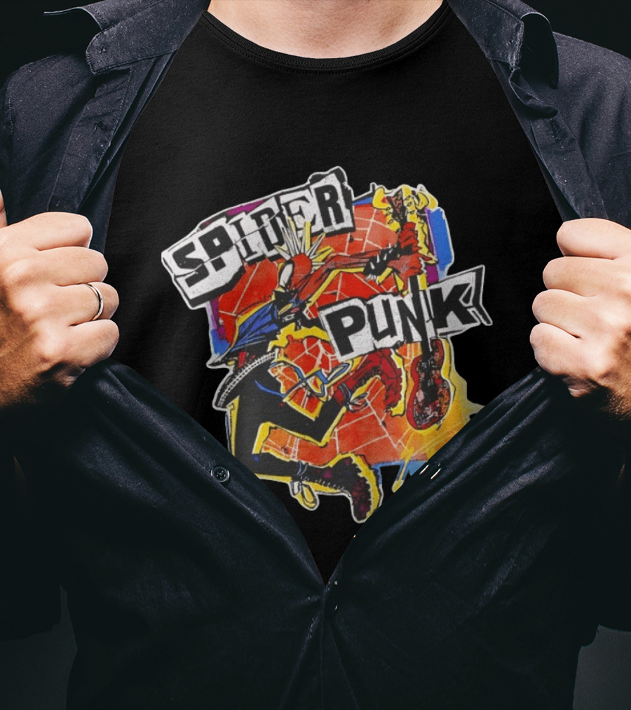 Spider Punk Guitar Hero Rebellion Web Burst T-Shirt