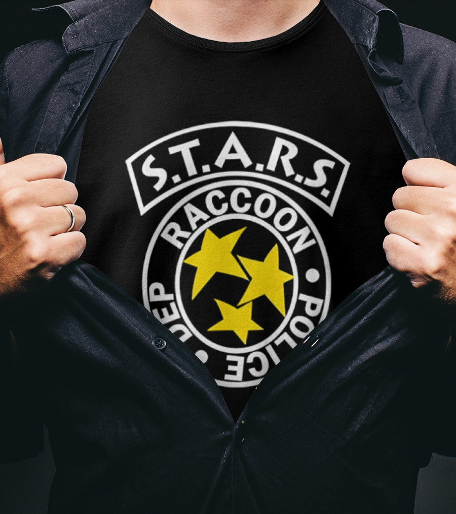 S.T.A.R.S. Raccoon Police Department Badge Style With Stars T-Shirt