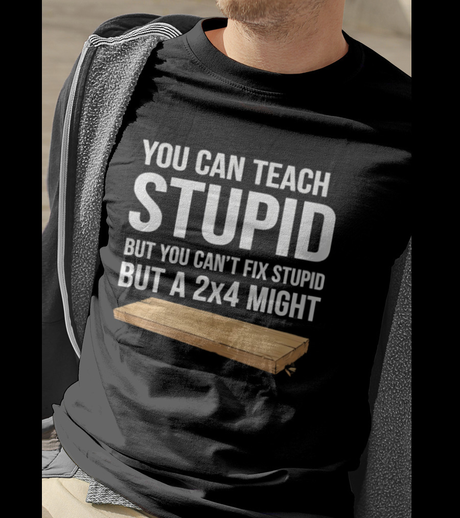 You Can Teach Stupid But You Can't Fix Stupid But A 2x4 Might T-Shirt
