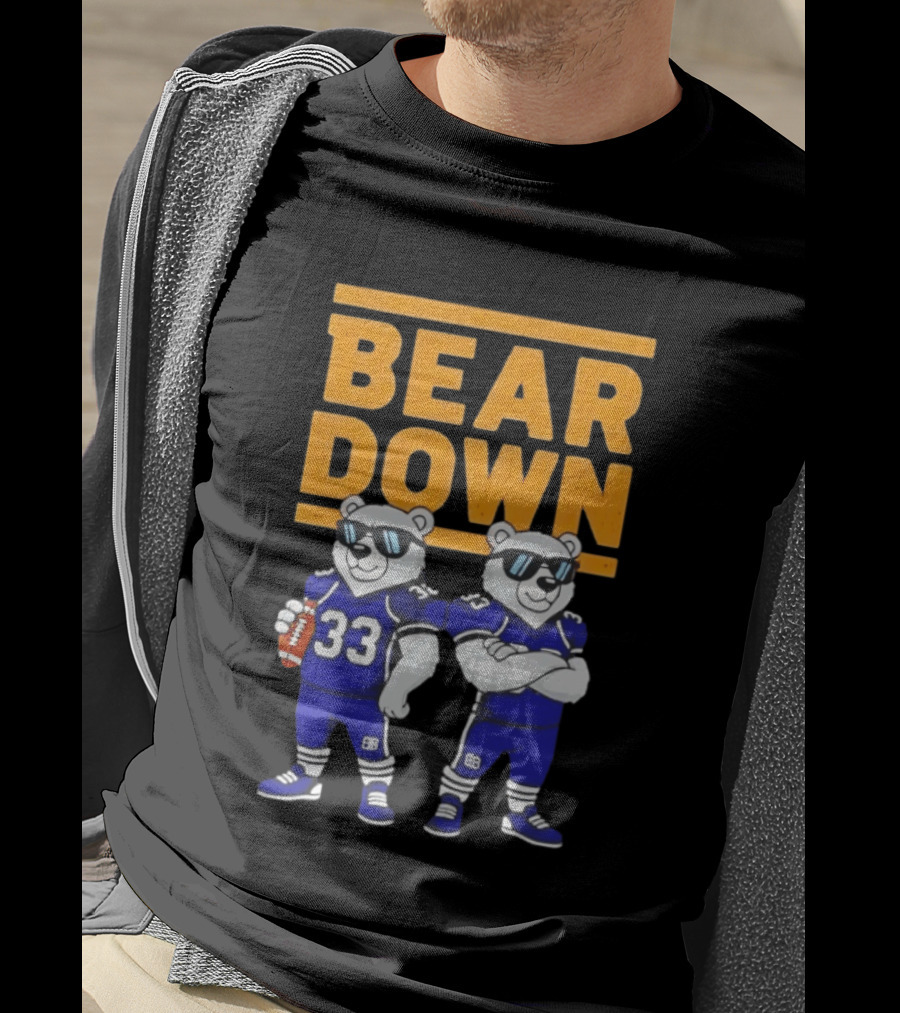Bear Down Chicago Bears Football Cool Polar Bears Wearing Sunglasses T-Shirt