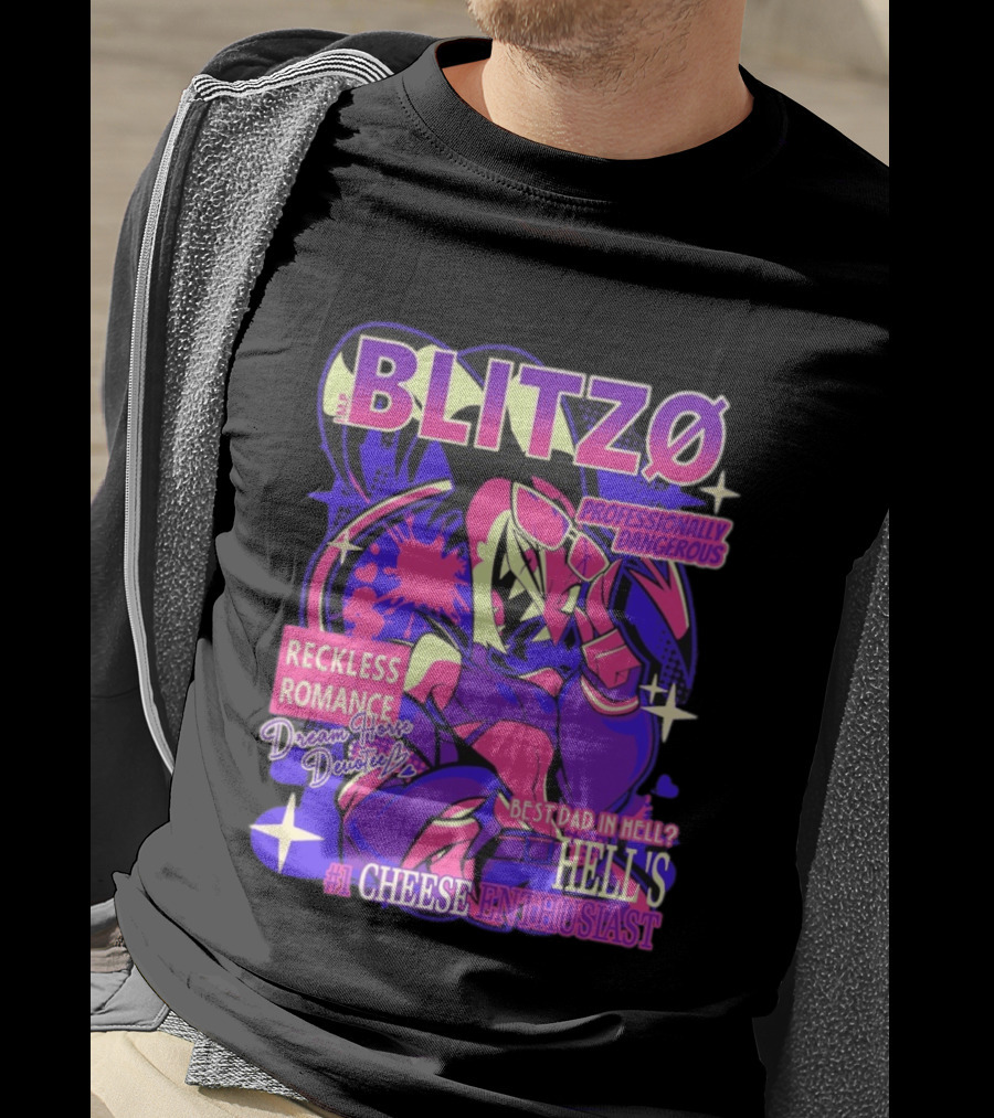 BLITZØ Professionally Dangerous Reckless Romance Dream Horse Dentist Hell's #1 Cheese T-Shirt