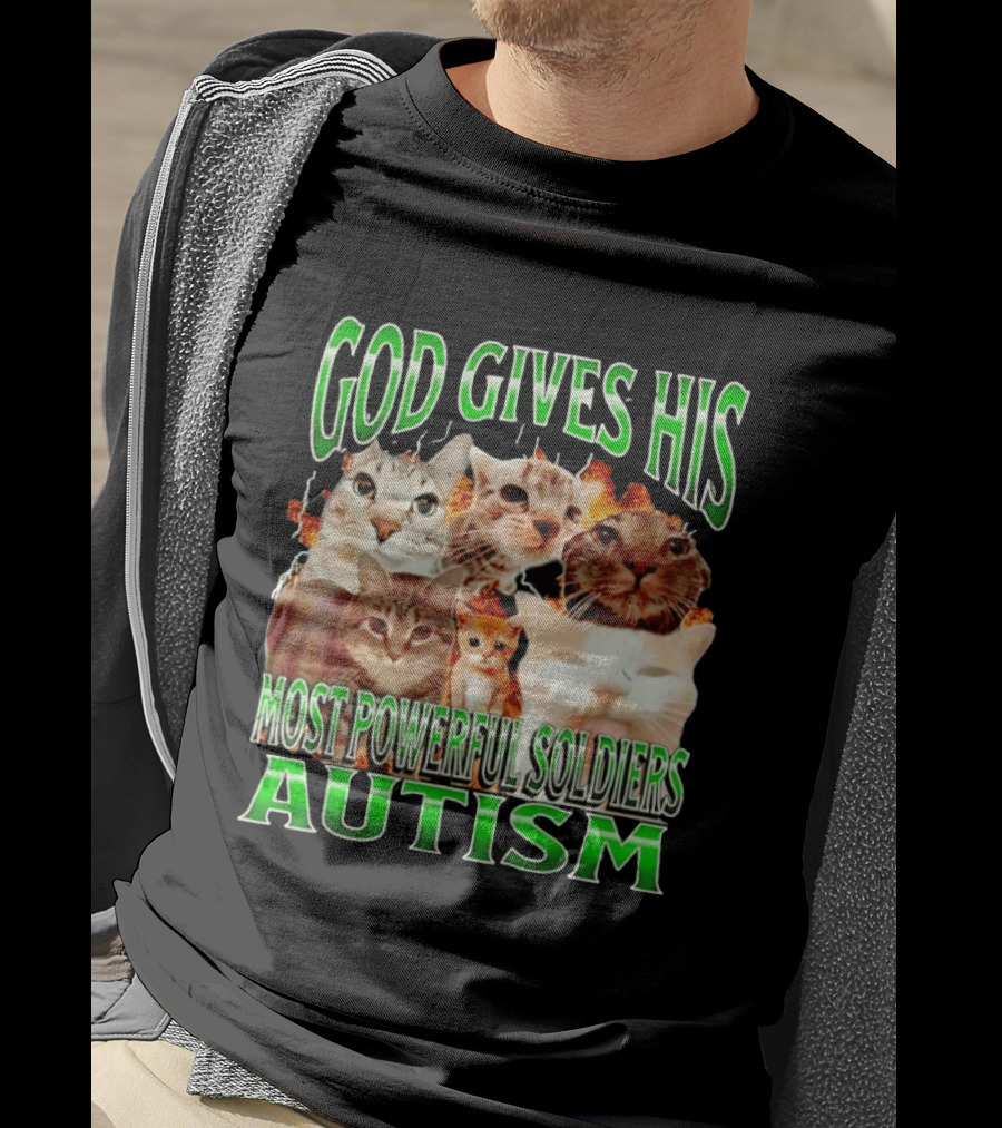 God Gives His Most Powerful Soldiers Autism Cats T-Shirt