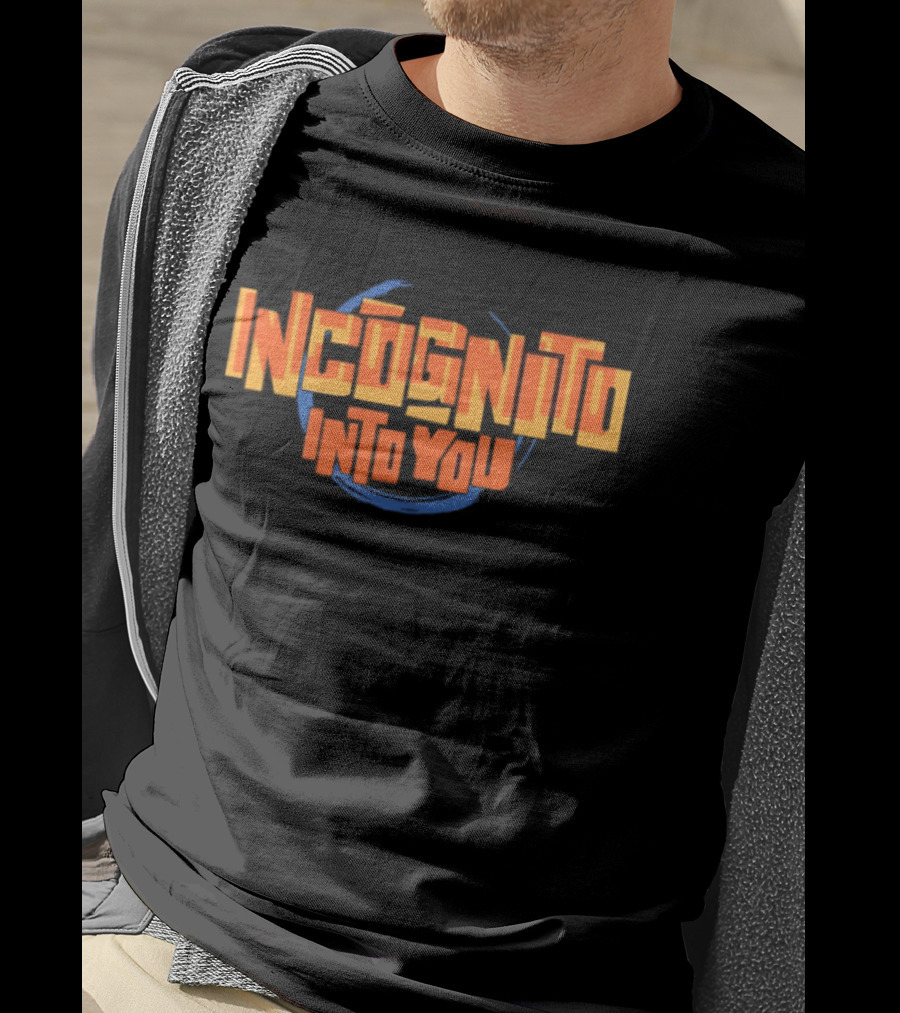 Incognito Into You Bold Orange Text With Blue Swirl T-Shirt