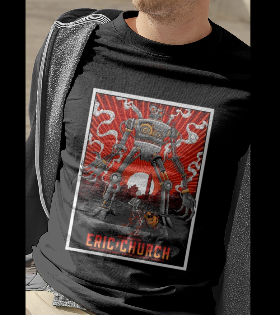 Eric Church Free The Machine Tour Jan 22 2026 The Anthem Washington DC With Special Guest Caylee Hammack Robot T-Shirt