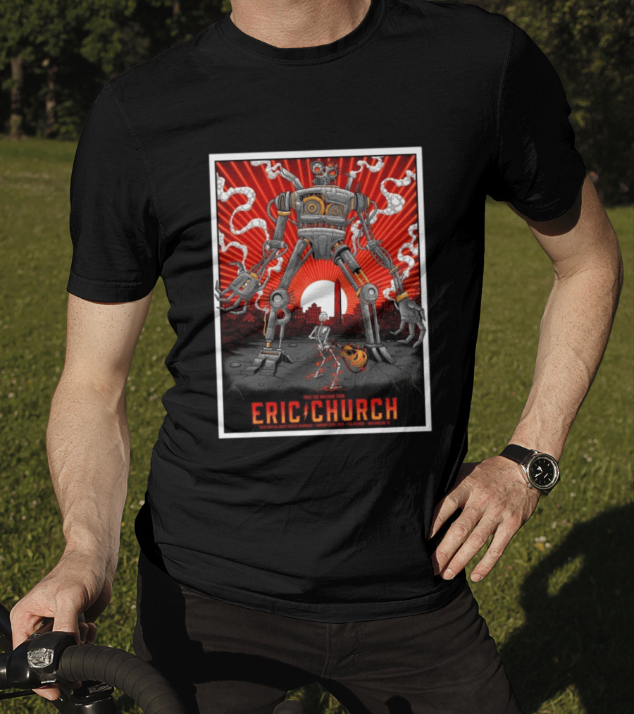 Eric Church Free The Machine Tour Jan 22 2026 The Anthem Washington DC With Special Guest Caylee Hammack Robot T-Shirt