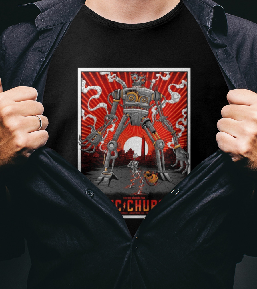 Eric Church Free The Machine Tour Jan 22 2026 The Anthem Washington DC With Special Guest Caylee Hammack Robot T-Shirt