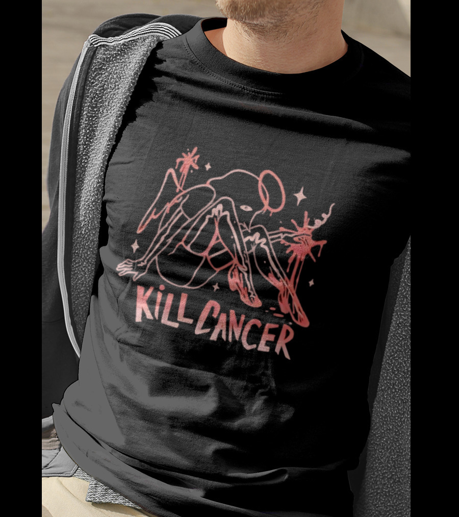 Kill Cancer Angela Unique Line Art Style Empowerment T-Shirt