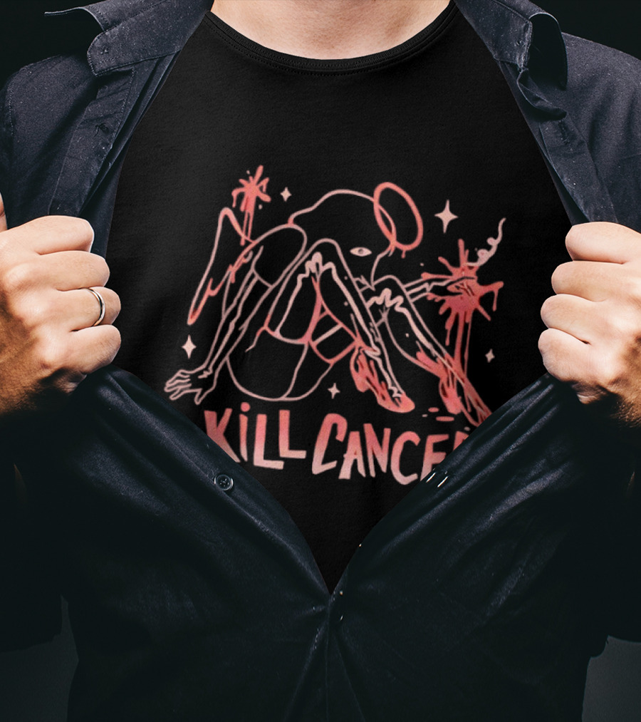 Kill Cancer Angela Unique Line Art Style Empowerment T-Shirt