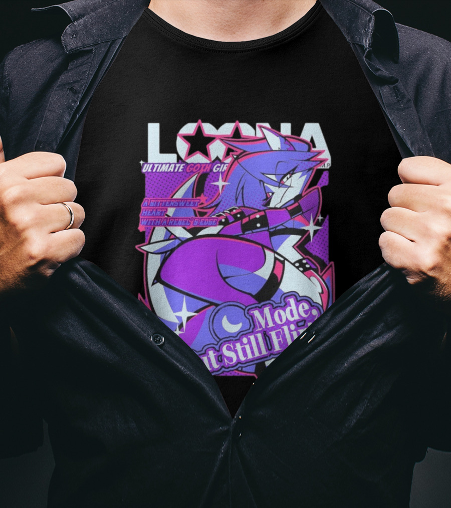 Loona Ultimate Goth Girl Mode But Still Flirty Helluva Boss A Bittersweet Heart With Rebel Edge T-Shirt