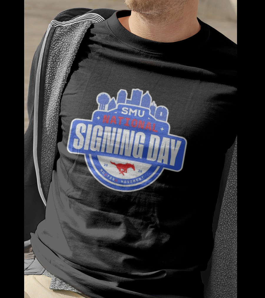SMU Mustangs National Signing Day Mustang Movement 2026 Skyline T-Shirt