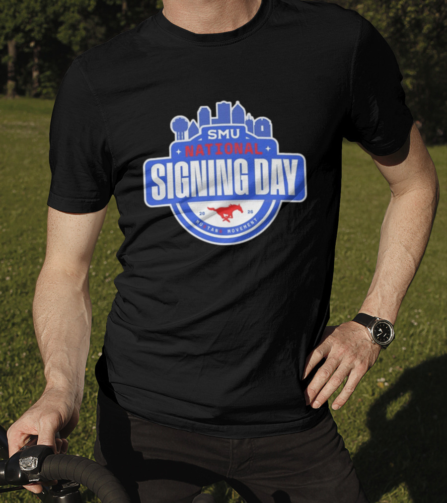 SMU Mustangs National Signing Day Mustang Movement 2026 Skyline T-Shirt