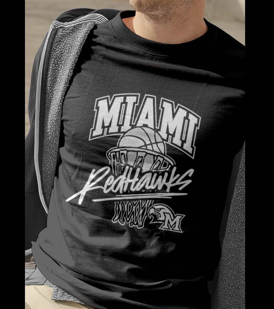 Miami RedHawks Basketball Hoop And Ball T-Shirt