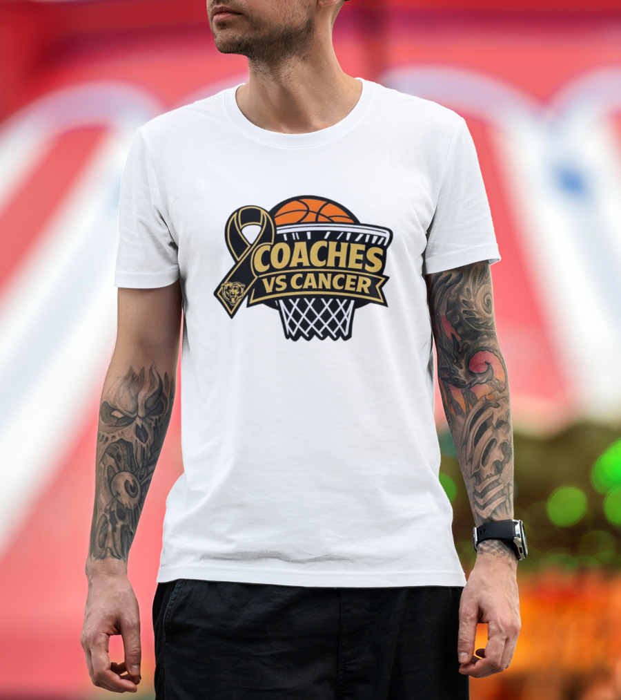Coaches Vs Cancer Chicago Bears Basketball Ribbon Collaboration T-Shirt