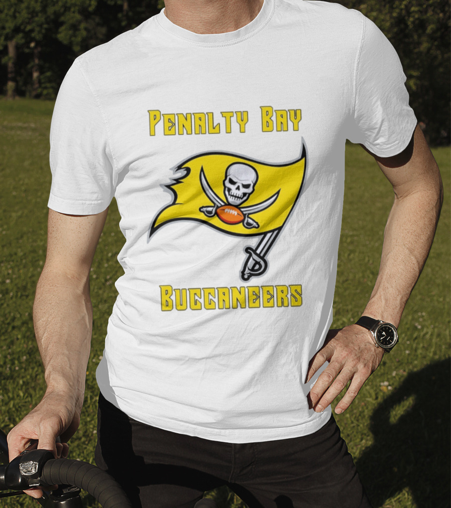 Penalty Bay Buccaneers Yellow Flag Football Skull Swords T-Shirt