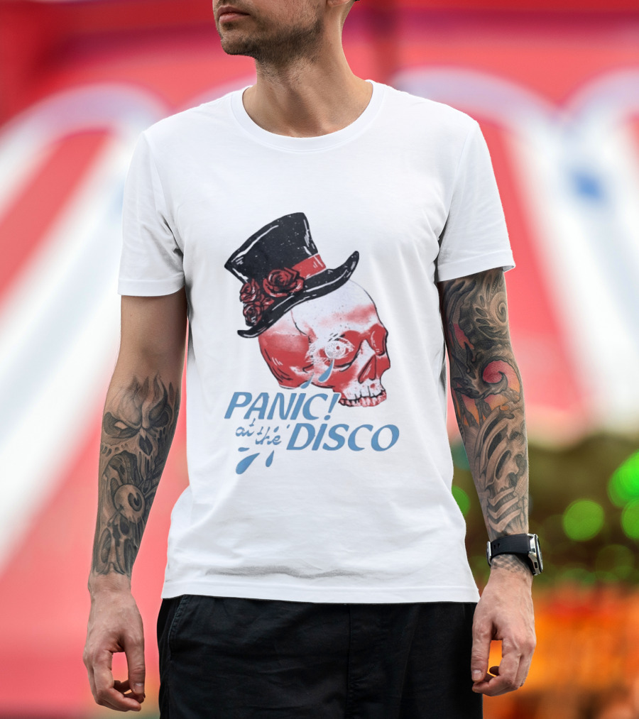 Panic At The Disco Skull Top Hat Roses T-Shirt