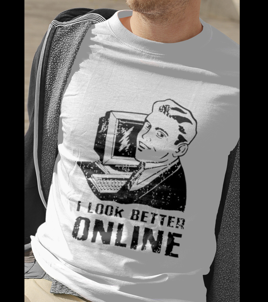 I Look Better Online Vintage Computer Man Retro Humor T-Shirt