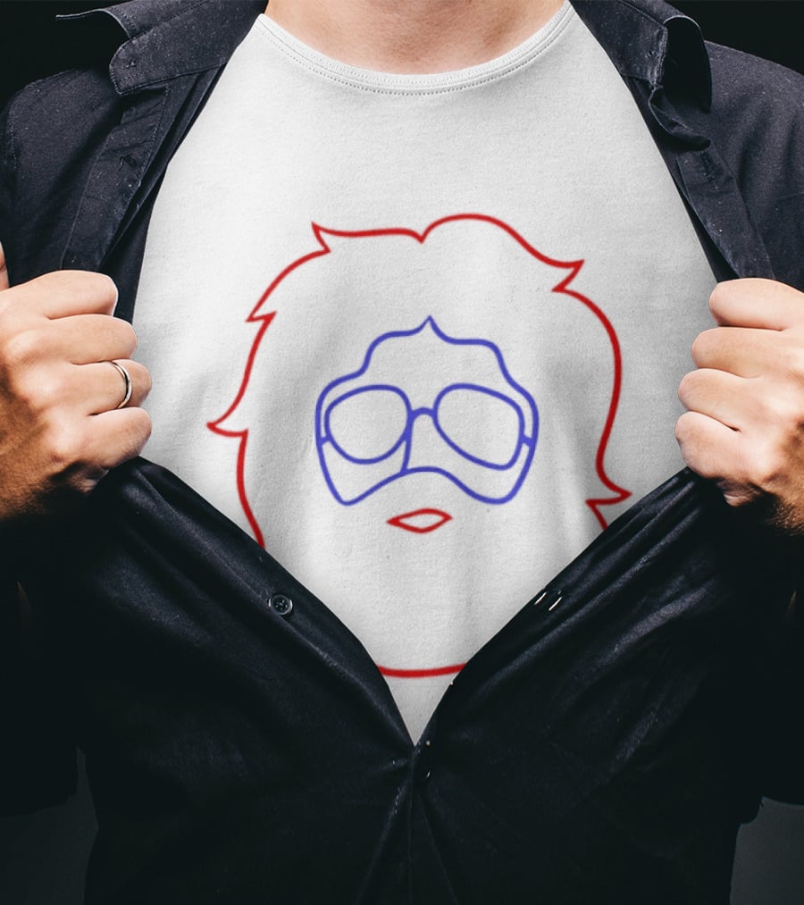 Jerry Garcia Red And Blue Line T-Shirt