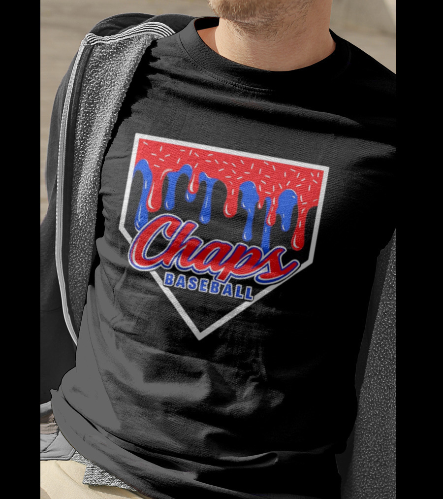 Chaps Baseball Blue Red Melting Motif T-Shirt