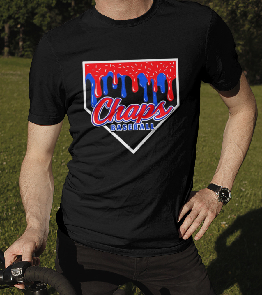 Chaps Baseball Blue Red Melting Motif T-Shirt