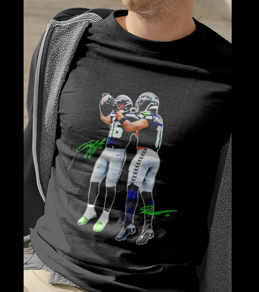 Tyler Lockett Jaxon Smith Njigba Seattle Seahawks Signatures NFC Football T-Shirt