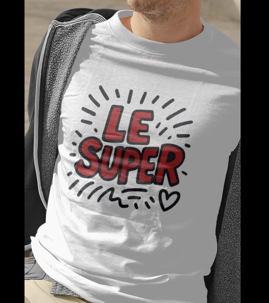 Le Super Text With Doodle Heart And Lines T-Shirt