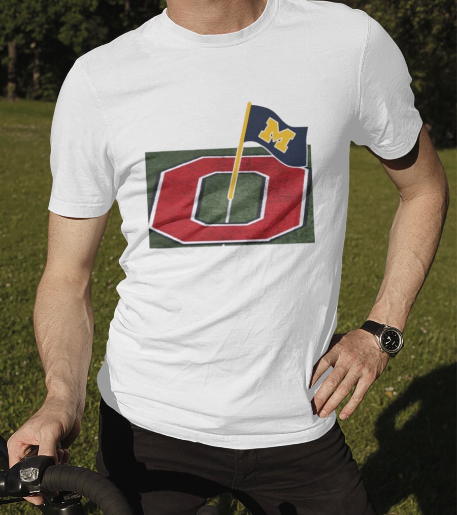 Michigan Flag Planting Ohio Rivalry Symbolic Gesture T-Shirt