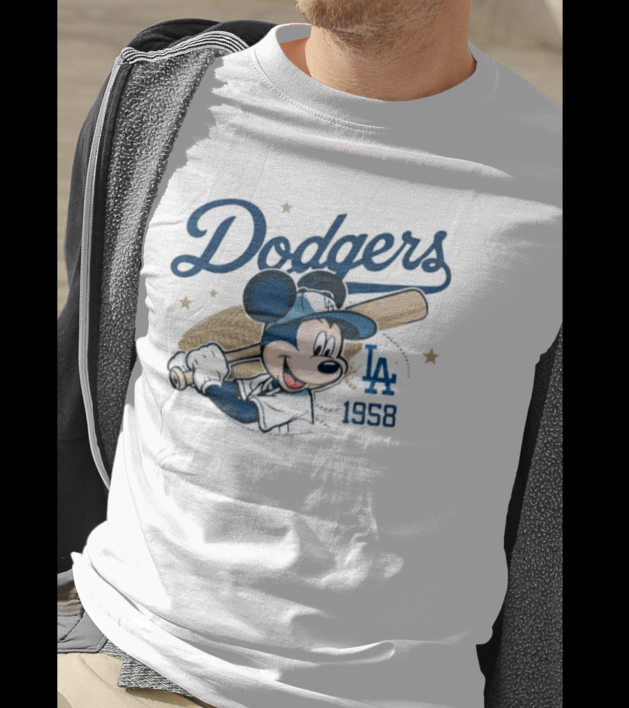 Dodgers Mickey Mouse LA 1958 Baseball T-Shirt