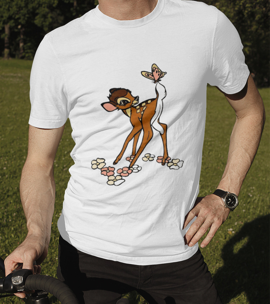 Bambi Baby Deer Butterfly Vintage Disney T-Shirt