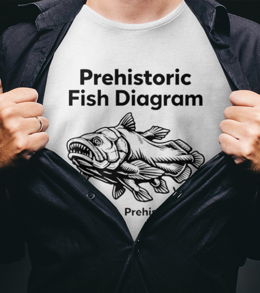 Prehistoric Fish Diagram Coelacanth Creature T-Shirt
