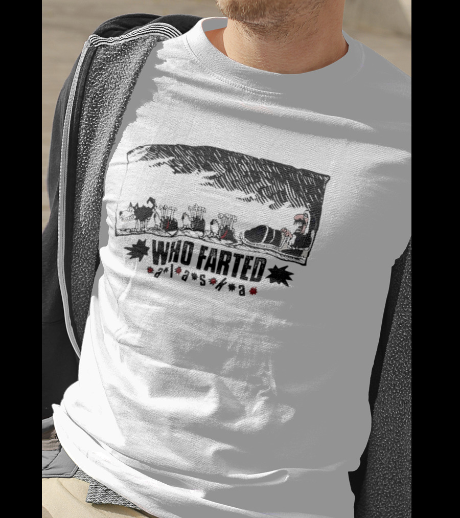 Who Farted Alaska Dog Sledding Adventure Cartoon Humor T-Shirt