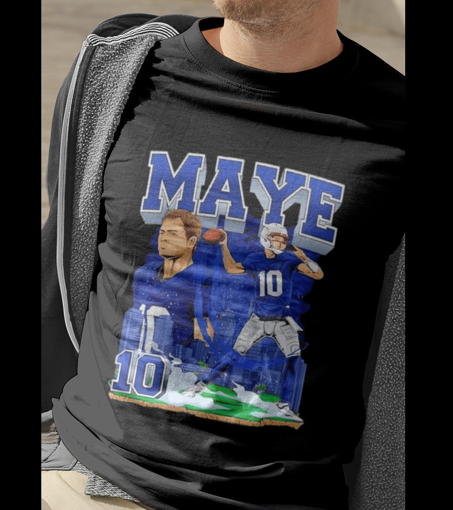 Maye Number 10 Quarterback Football Player City Skyline T-Shirt