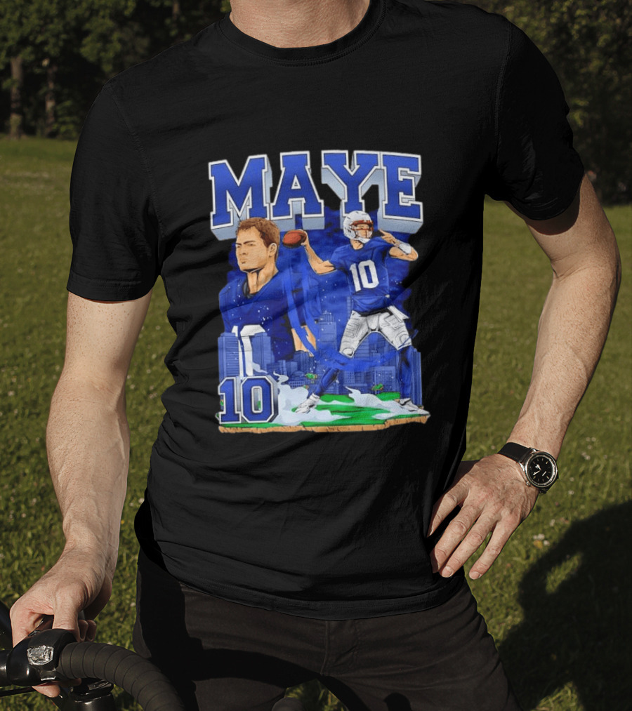 Maye Number 10 Quarterback Football Player City Skyline T-Shirt