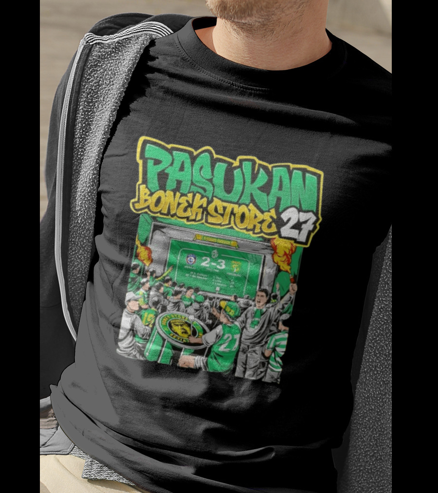 Pasukan Bonek Store 27 Persebaya Surabaya Football Fans 2 3 Match Celebration T-Shirt